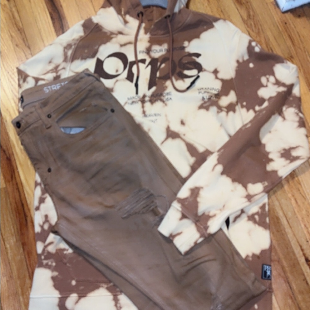 PRPS Brown and Cream Tie-Dye Hoodie